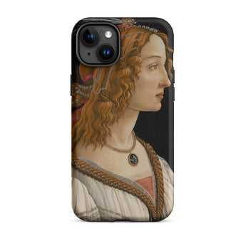Geïdealiseerd portret van een dame - Sandro Botticelli Iphone Case, 15 Plus / Mat, Mobiele telefoonhoesjes, Toby Leon