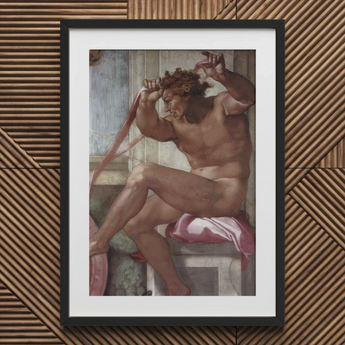 Ignudo - Michelangelo Separation of Earth from Waters Art Print / Canvas, 20x30’’ / 51x76cm / Black Frame / Matboard, Posters Prints &