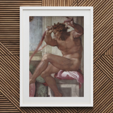 Ignudo - Michelangelo Separation of Earth from Waters Art Print / Canvas, 20x30’’ / 51x76cm / White Frame / Matboard, Posters Prints &