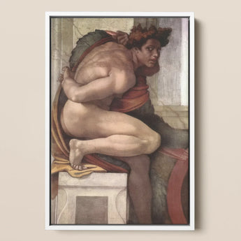 Ignudo - Michelangelo Divine Male Art Print / Canvas Framed Reproduction Michelangelo’s Fresco Muscular Nude Male Figure Michelangelo
