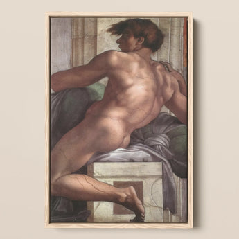 Ignudo - Michelangelo Male Nude Fresco Art Print / Canvas, 12x17’’ / A3 / Natural Frame, Posters Prints & Visual Artwork, Toby Leon
