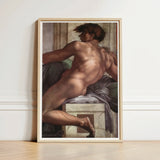 Ignudo - Michelangelo Male Nude Fresco Art Print / Canvas Framed Classical Figure Warm, Forbidden Thought, Prints