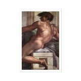 Ignudo - Michelangelo Male Nude Fresco Art Print / Canvas Figure, Forbidden Thought, Prints