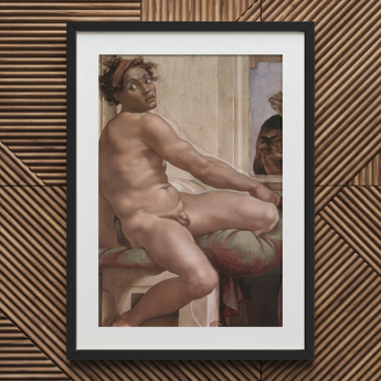 Ignudo - Michelangelo Sacrifice of Noah Art Print / Canvas, 20x30’’ / 51x76cm / Black Frame / Matboard, Posters Prints & Visual Artwork,