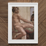 Ignudo - Michelangelo Sacrifice of Noah Art Print / Canvas, 20x30’’ / 51x76cm / White Frame / Matboard, Posters Prints & Visual Artwork,