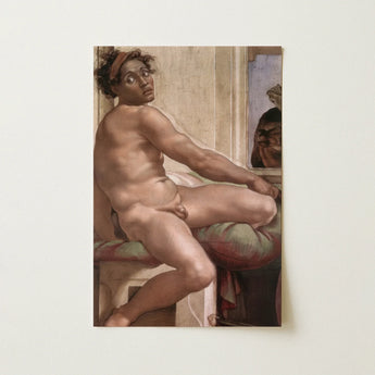 Ignudo - Michelangelo Sacrifice of Noah Art Print / Canvas, Dream Interrupted Mid-climax, Noah Art Print, Michelangelo Sacrifice