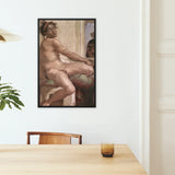 Ignudo - Michelangelo Sacrifice of Noah Art Print / Canvas Framed Classical Painting Nude Male Figure Warm Earth Dream Interrupted