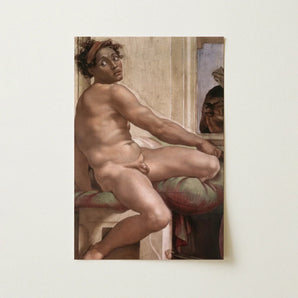 Ignudo - Michelangelo Sacrifice of Noah Art Print / Canvas Reproduction Classical Painting Toilette Nude Male Figure Dream Interrupted