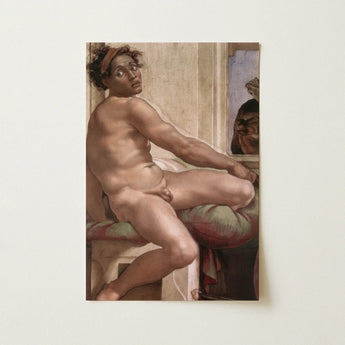 Ignudo - Michelangelo Sacrifice of Noah Art Print / Canvas Reproduction Classical Painting Toilette Michelangelo Nude Male Figure Dream