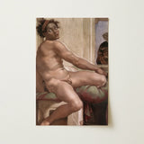 Ignudo - Michelangelo Sacrifice of Noah Art Print / Canvas Reproduction Classical Painting Toilette Nude Male Figure Dream Interrupted