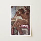 Ignudo - Michelangelo Separation of Earth from Waters Art Print / Canvas Framed Reproduction Michelangelo’s Fresco Muscular Nude Male