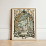 Ilsee Princesse De Tripoli - Alphonse Mucha Art Print / Canvas Nouveau-style Framed Poster Woman Robes Ornate Black Knotted Arabesque,
