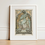 Ilsee Princesse De Tripoli - Alphonse Mucha Art Print / Canvas Framed Art Nouveau Print Woman Robes Ornate Borders Knotted Black Arabesque,