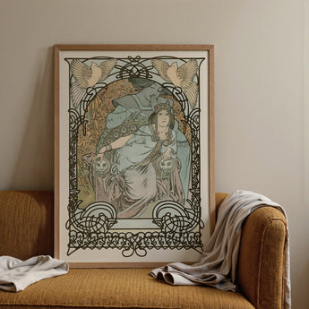 Ilsee Princesse De Tripoli - Alphonse Mucha Art Print / Canvas Art Nouveau-style Framed Poster Central Figure Robes Intricate Knotted Black