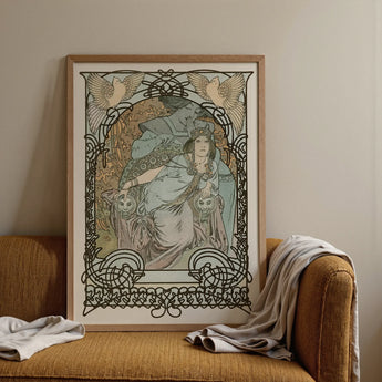 Ilsee Princesse De Tripoli - Alphonse Mucha Art Print / Canvas Nouveau-style Framed Poster Central Figure Robes Intricate Knotted Black