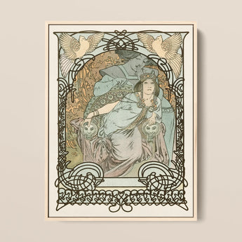 Ilsee Princesse De Tripoli - Alphonse Mucha Art Print / Canvas Nouveau-style Framed Two Elegantly Draped Figures Knotted Black Arabesque,