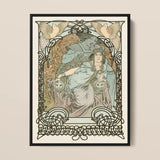 Ilsee Princesse De Tripoli - Alphonse Mucha Art Print / Canvas Nouveau-style Framed Two Women Robes Intricate Knotted Black Arabesque,