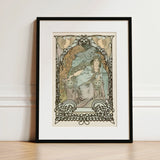 Ilsee Princesse De Tripoli - Alphonse Mucha Art Print / Canvas Nouveau-style Framed Woman Robes Ornate Borders Knotted Black Arabesque,