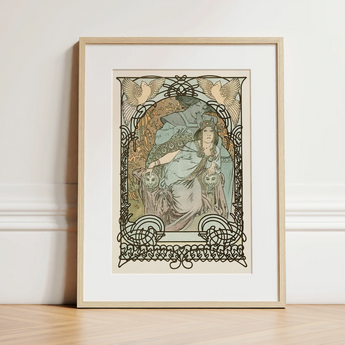 Ilsee Princesse De Tripoli - Alphonse Mucha Art Print / Canvas Art Nouveau-style Framed Print Woman Robes Ornate Borders Knotted Black