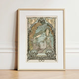 Ilsee Princesse De Tripoli - Alphonse Mucha Art Print / Canvas Nouveau-style Framed Woman Robes Ornate Borders Knotted Black Arabesque,