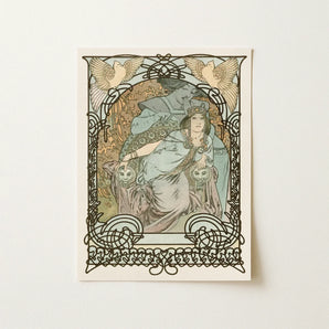 Ilsee Princesse De Tripoli - Alphonse Mucha Art Print / Canvas Nouveau-style Woman Robes Intricate Black Ornamental Knotted Arabesque,