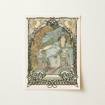 Ilsee Princesse De Tripoli - Alphonse Mucha Art Print / Canvas Nouveau-style Woman Robes Intricate Black Ornamental Knotted Arabesque,