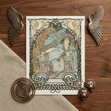 Ilsee Princesse De Tripoli - Alphonse Mucha Art Print / Canvas Art Nouveau-style Print Woman Robes Ornate Borders Two Knotted Black