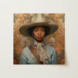 Imani - Black Lesbian Cowgirl Sapphic Art Print / Canvas Beige Wide-brimmed Hat Soft Slightly Textured Surface Worn Black Lesbian Cowgirl,