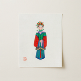 Imperial Princess - Qing Dynasty Fashion Art Print / Canvas Vibrant Hand-painted Illustration Traditional Chinese Woman Ornate Ceremonial