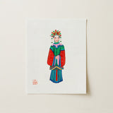 Imperial Princess - Qing Dynasty Fashion Art Print / Canvas Vibrant Hand-painted Illustration Traditional Chinese Woman Ornate Ceremonial