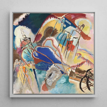 Improvisation No. 30 (cannons) - Wassily Kandinsky Art Print / Canvas Vibrant Abstract Painting Sleek White Frame Bold Strokes,