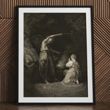 An Incantation - John Dixon Art Print / Canvas Black Framed Angel, Chalked Circumference Flickering, Furnace Glow Prints