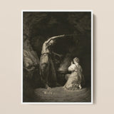 An Incantation - John Dixon Art Print / Canvas Black-and-white Framed Artwork Dramatic Scene Two Figures Classical, Chalked Circumference