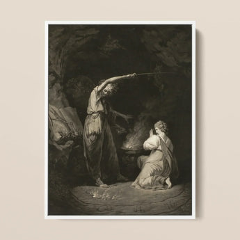 An Incantation - John Dixon Art Print / Canvas Black-and-white Framed Artwork Dramatic Scene Two Figures Classical, Chalked Circumference