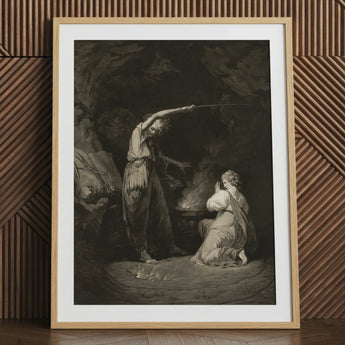 An Incantation - John Dixon Art Print / Canvas Black White Framed Witch Spell, Chalked Circumference Flickering, Furnace Glow Prints