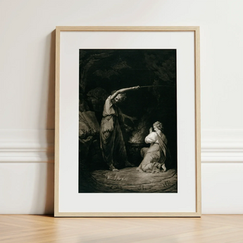 An Incantation - John Dixon Art Print / Canvas Framed Black-and-white Print Dramatic Classical Two Figures Intense John Dixon Art, Chalked