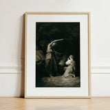 An Incantation - John Dixon Art Print / Canvas Framed Black-and-white Dramatic Classical Two Figures Intense, Chalked Circumference