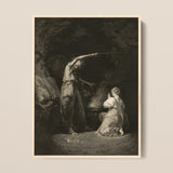 An Incantation - John Dixon Art Print / Canvas Framed Black-and-white Dramatic Scene Two Figures Classical Attire John Dixon Art, Chalked