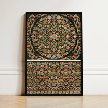 Framed Ornate Floral Tapestry Intricate Symmetrical Patterns Muted Matthew Digby Wyatt, 19th-century Indian Embroidery, Art