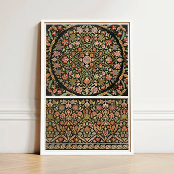Framed Artwork Intricate Symmetrical Floral Mandala Design Rich Matthew Digby Wyatt, 19th-century Indian Embroidery, Art