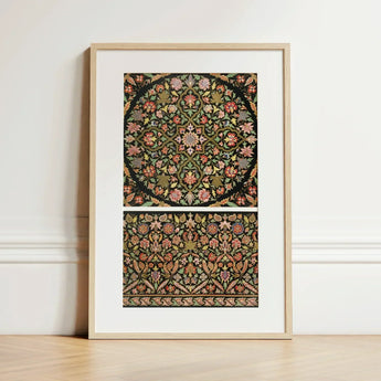 Indian Embroidery - Matthew Digby Wyatt Art Print / Canvas Framed Artwork Intricate Floral Geometric Patterns Rich Earthy, 19th-century,
