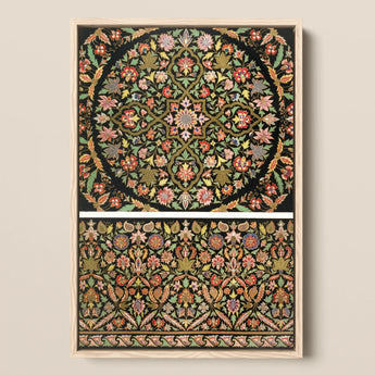 Indian Embroidery - Matthew Digby Wyatt Art Print / Canvas Framed Ornate Floral Tapestry Intricate Patterns Pink Green, 19th-century, Prints