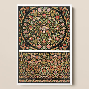 Indian Embroidery - Matthew Digby Wyatt Art Print / Canvas Framed Ornate Floral Tapestry Intricate Patterns Vibrant Pinks Matthew Digby