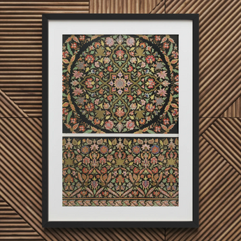 Indian Embroidery - Matthew Digby Wyatt Art Print / Canvas Framed Piece Ornate Intricate Floral Embroidery Art Circular Matthew Digby