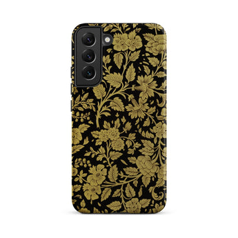 Indian Lacquerwork - Matthew Digby Wyatt Phone Case Samsung Galaxy S22 Plus / Matte Black Phone Case Adorned Intricate Gold Floral Vine