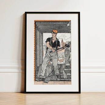 Industrial Number - Edward Penfield Art Print / Canvas, 12x18’’ / 31x46cm / Black Frame / Matboard, Posters Prints & Visual Artwork, Toby