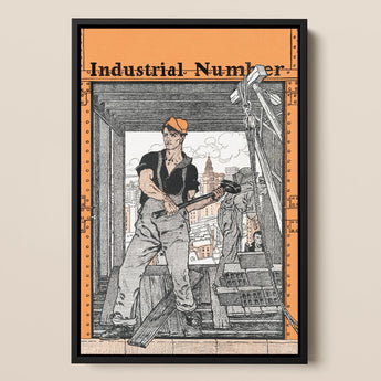 Industrial Number - Edward Penfield Art Print / Canvas, 12x18’’ / 31x46cm / Black Frame, Posters Prints & Visual Artwork, Toby Leon