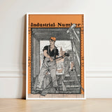 Industrial Number Poster Black-and-white Illustration Construction Worker Orange, Edward Penfield’s, Penfield Art, Print, Steel-rivet Border