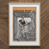 Industrial Number - Edward Penfield Art Print / Canvas Framed Black-and-white Illustration Construction Worker Orange Cap, Penfield’s,