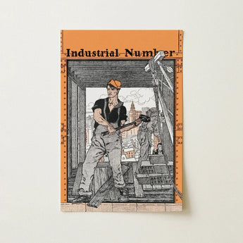 Industrial Number - Edward Penfield Art Print / Canvas Orange-covered Notebook Black-and-white Illustration Worker Cover, Penfield’s,